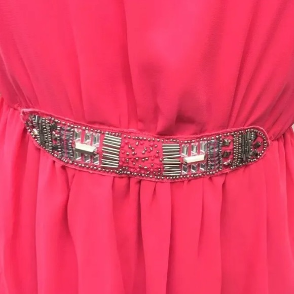 Zara TRF Women Maxi Dress Strapless Hot Pink Beaded S - Picture 8 of 11